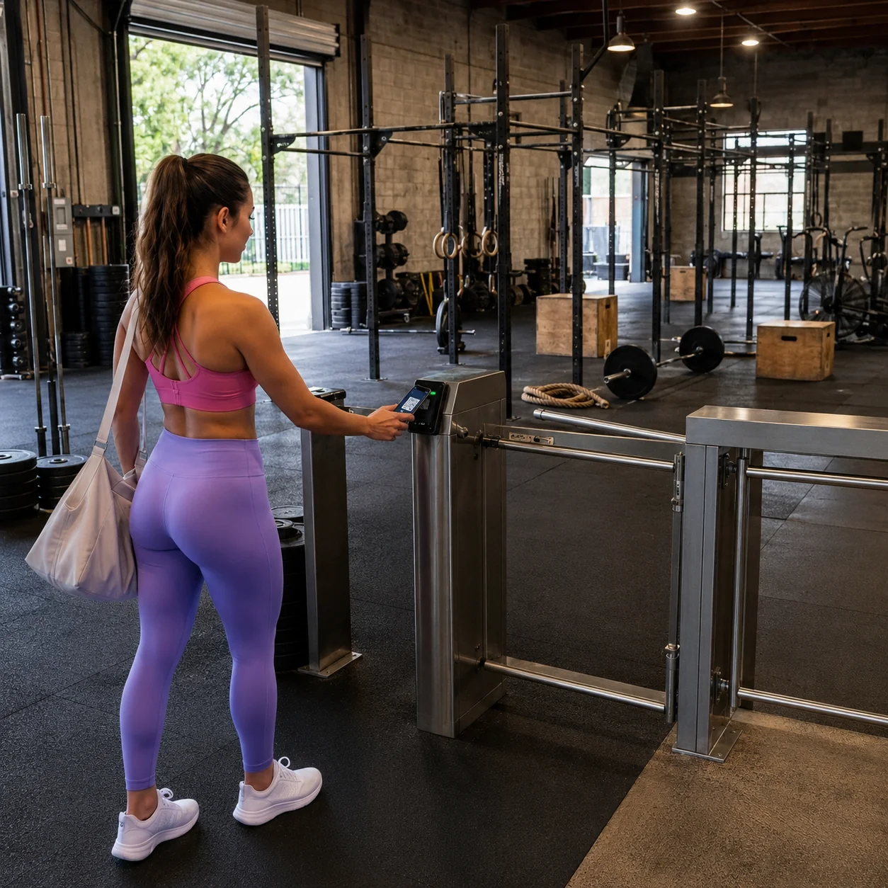 Miembro accediendo al gimnasio mediante reconocimiento facial