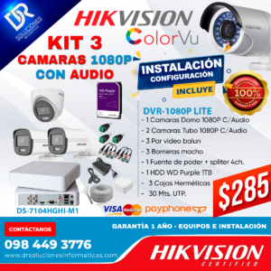 KIT CCTV 3 CH 1080P